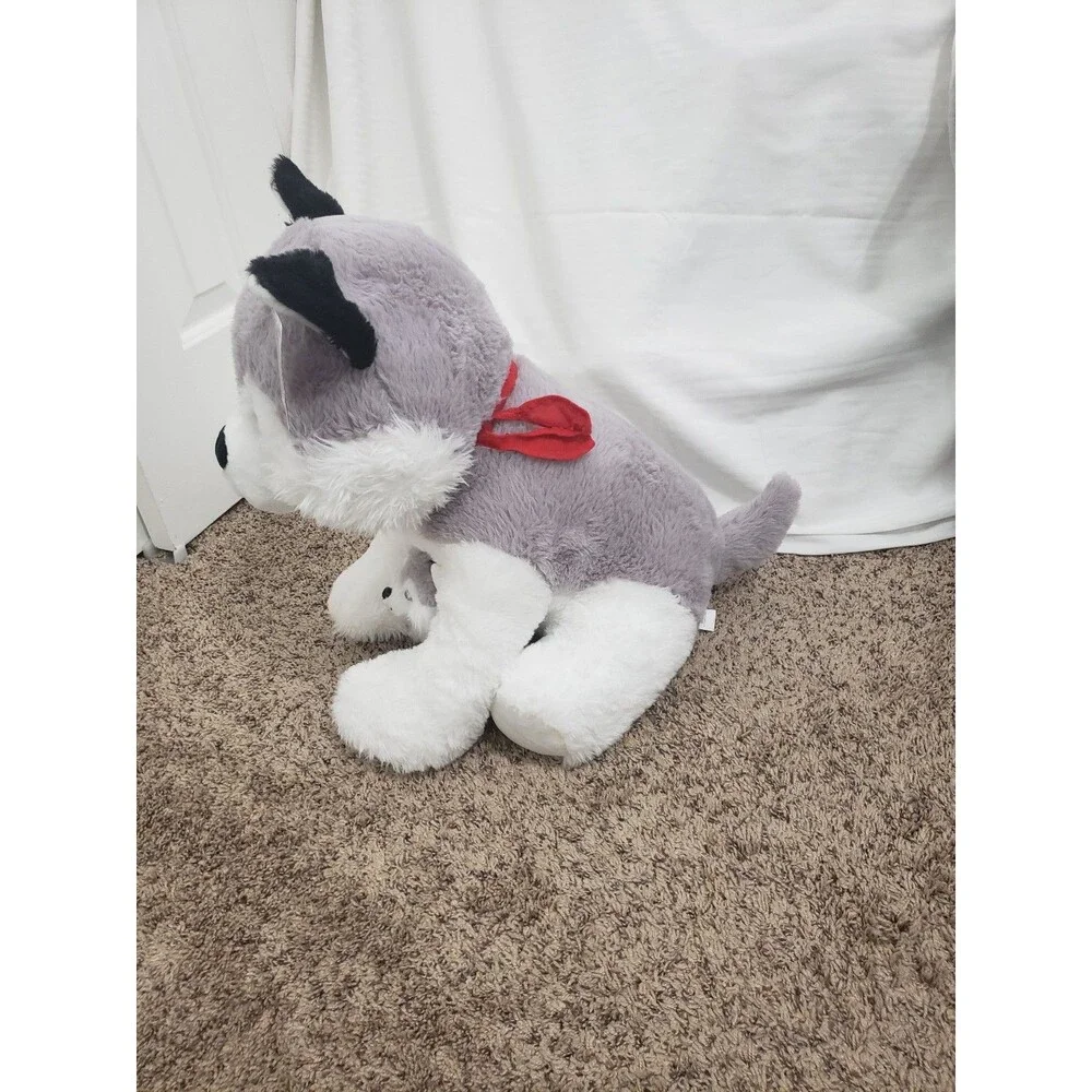 Red & Pink Puppy Love Stuffed Husky Dog with Baby Pup Plush Toy